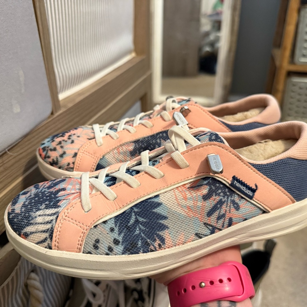 Floral Pattern Heydude Sneakers with Peach Accents
